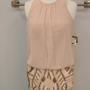 Aidan Mattox Blush Pink Sequin Cocktail Dress Size 8